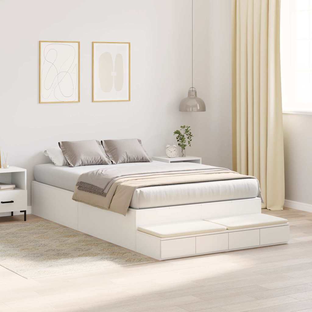 vidaXL Storage Bed Frame with Drawer White 120 cm Engineered Wood