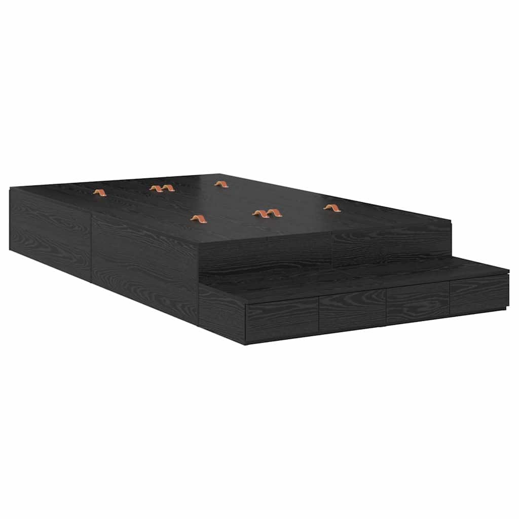 vidaXL Storage Bed Frame with Drawer Black Oak 120 cm Engineered Wood