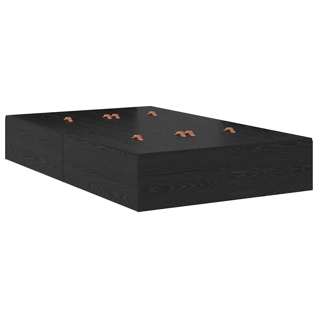 vidaXL Storage Bed Frame with Drawer Black Oak 120 cm Engineered Wood
