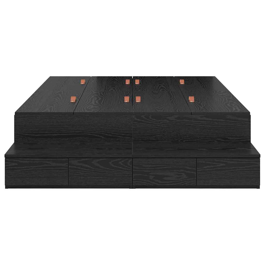 vidaXL Storage Bed Frame with Drawer Black Oak 120 cm Engineered Wood