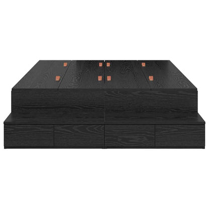 vidaXL Storage Bed Frame with Drawer Black Oak 120 cm Engineered Wood