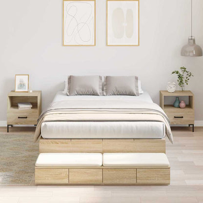 vidaXL Storage Bed Frame with Drawer Sonoma Oak 120 cm Engineered Wood