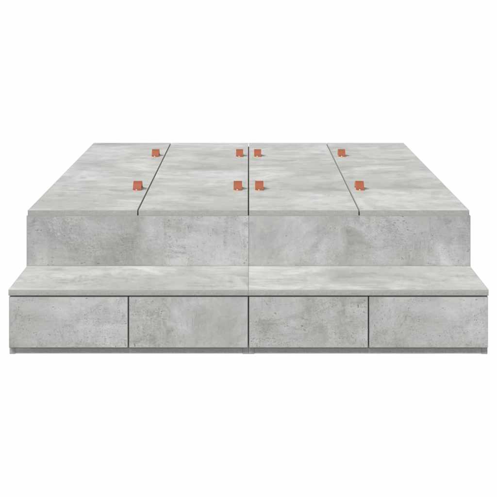 vidaXL Storage Bed Frame Concrete Grey 120 cm Engineered Wood
