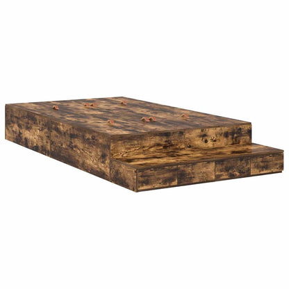 vidaXL Storage Bed Frame with Drawer Smoked Oak 120 cm Engineered Wood