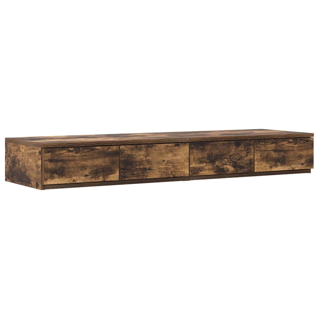vidaXL Storage Bed Frame with Drawer Smoked Oak 120 cm Engineered Wood