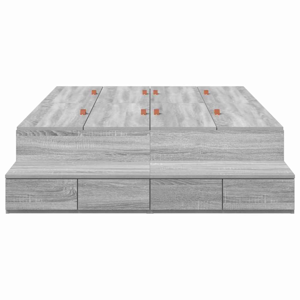 vidaXL Storage Bed Frame Grey Sonoma 120 cm Engineered Wood