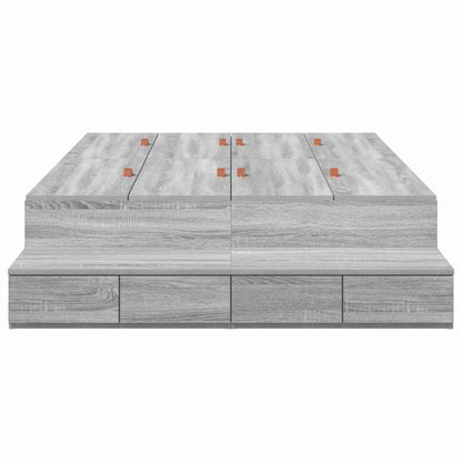 vidaXL Storage Bed Frame Grey Sonoma 120 cm Engineered Wood