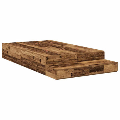 vidaXL Storage Bed Frame with Drawer Old Wood 120 cm Engineered Wood