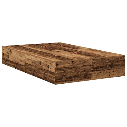 vidaXL Storage Bed Frame with Drawer Old Wood 120 cm Engineered Wood