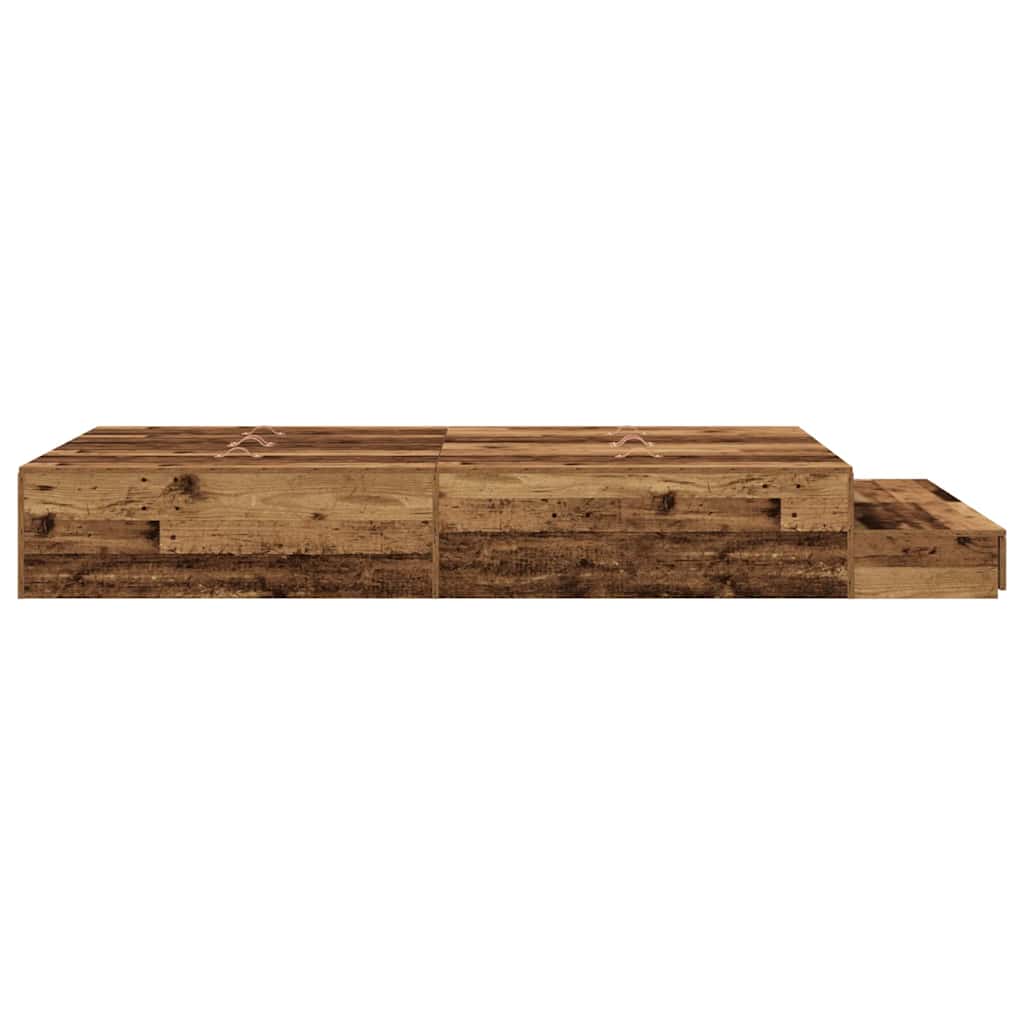 vidaXL Storage Bed Frame with Drawer Old Wood 120 cm Engineered Wood
