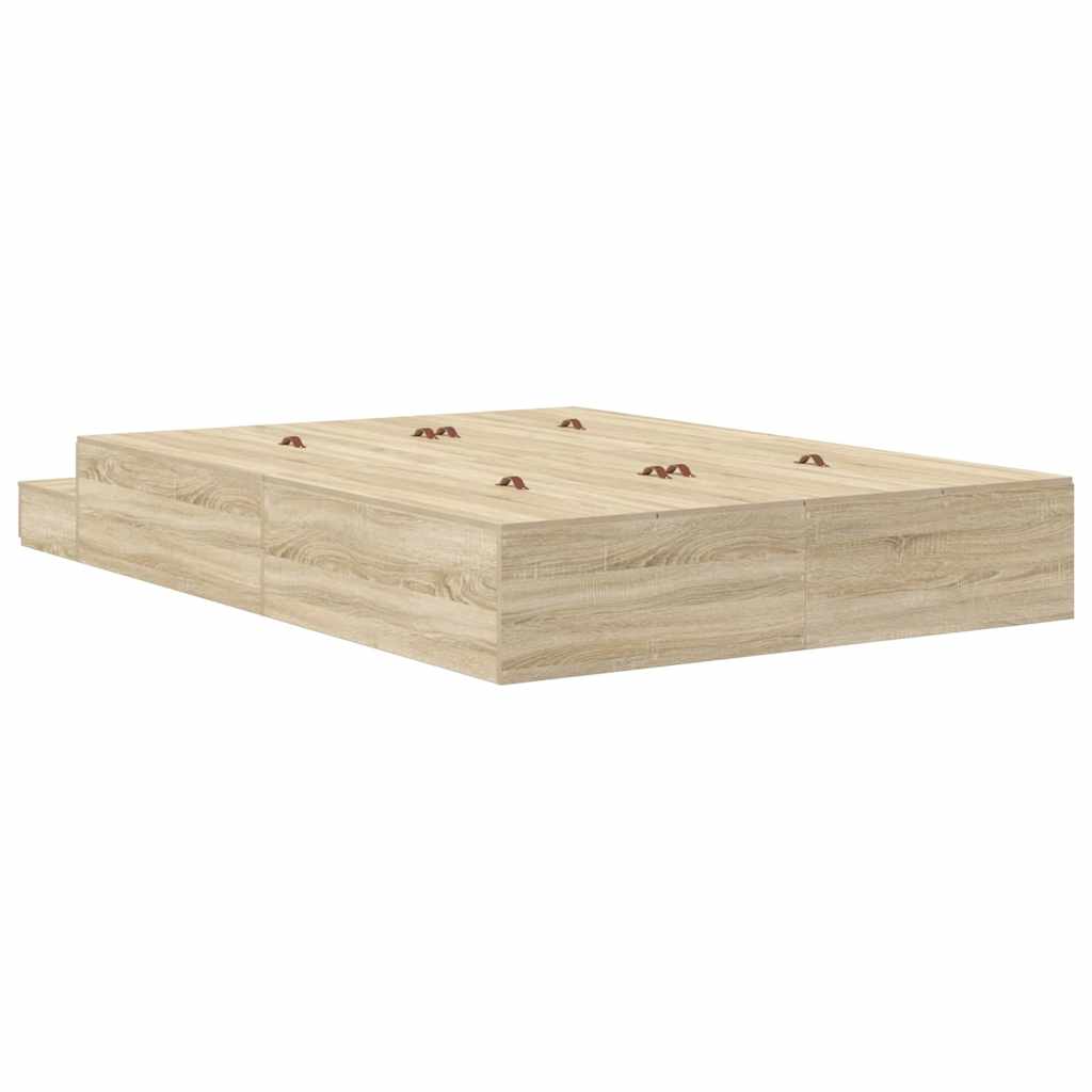 vidaXL Storage Bed Frame with Drawer Sonoma Oak 140 cm Engineered Wood