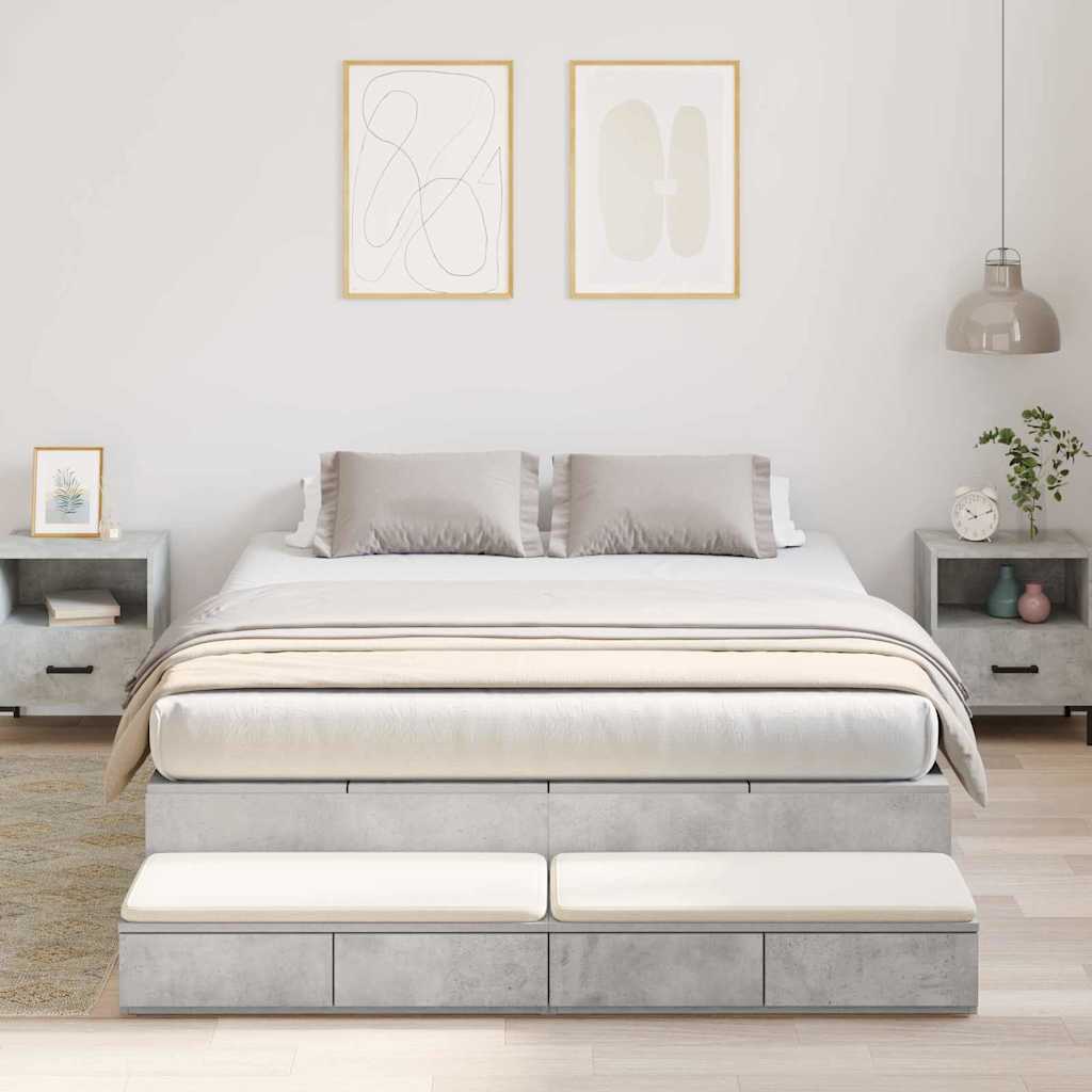 vidaXL Storage Bed Frame Concrete Grey 140 cm Engineered Wood