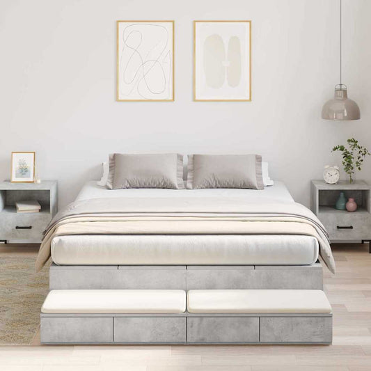 vidaXL Storage Bed Frame Concrete Grey 140 cm Engineered Wood