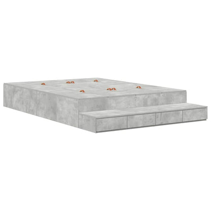vidaXL Storage Bed Frame Concrete Grey 140 cm Engineered Wood