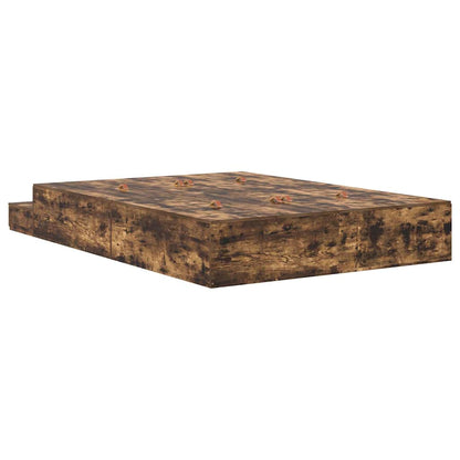vidaXL Storage Bed Frame with Drawer Smoked Oak 140 cm Engineered Wood