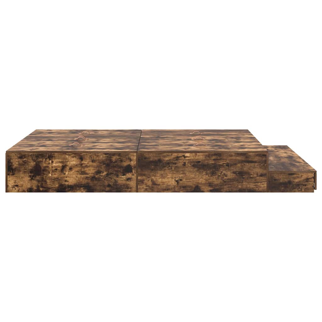 vidaXL Storage Bed Frame with Drawer Smoked Oak 140 cm Engineered Wood