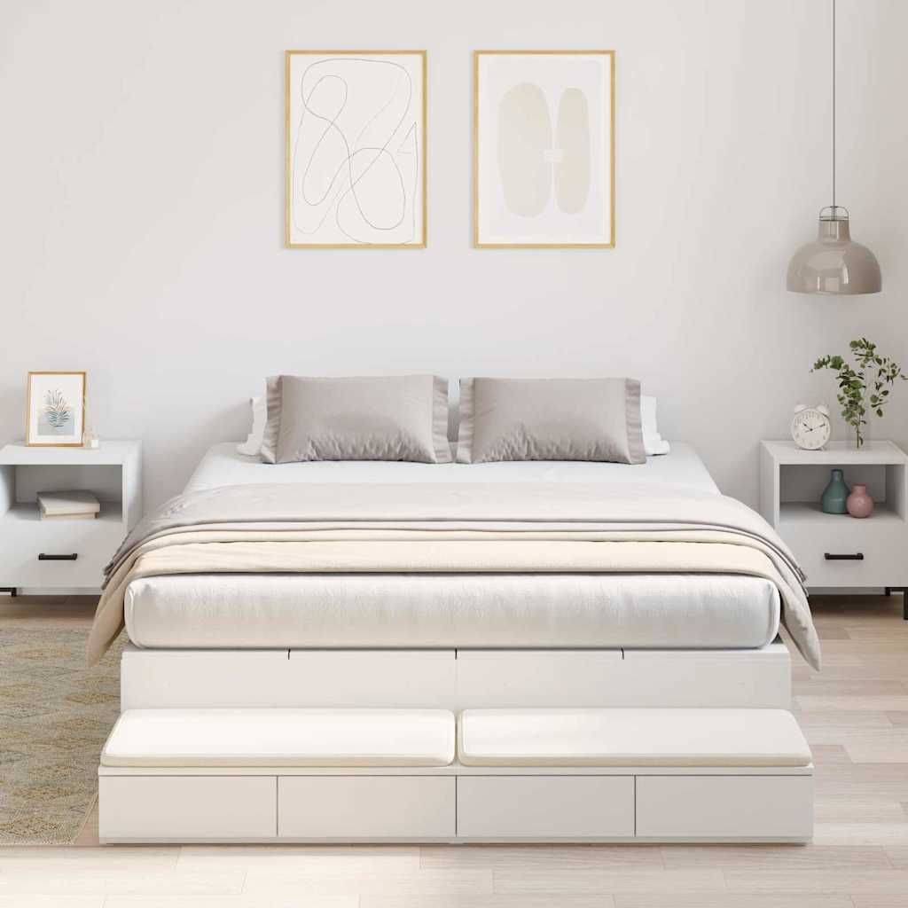 vidaXL Storage Bed Frame with Drawer White 135 cm Engineered Wood