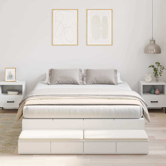 vidaXL Storage Bed Frame with Drawer White 135 cm Engineered Wood