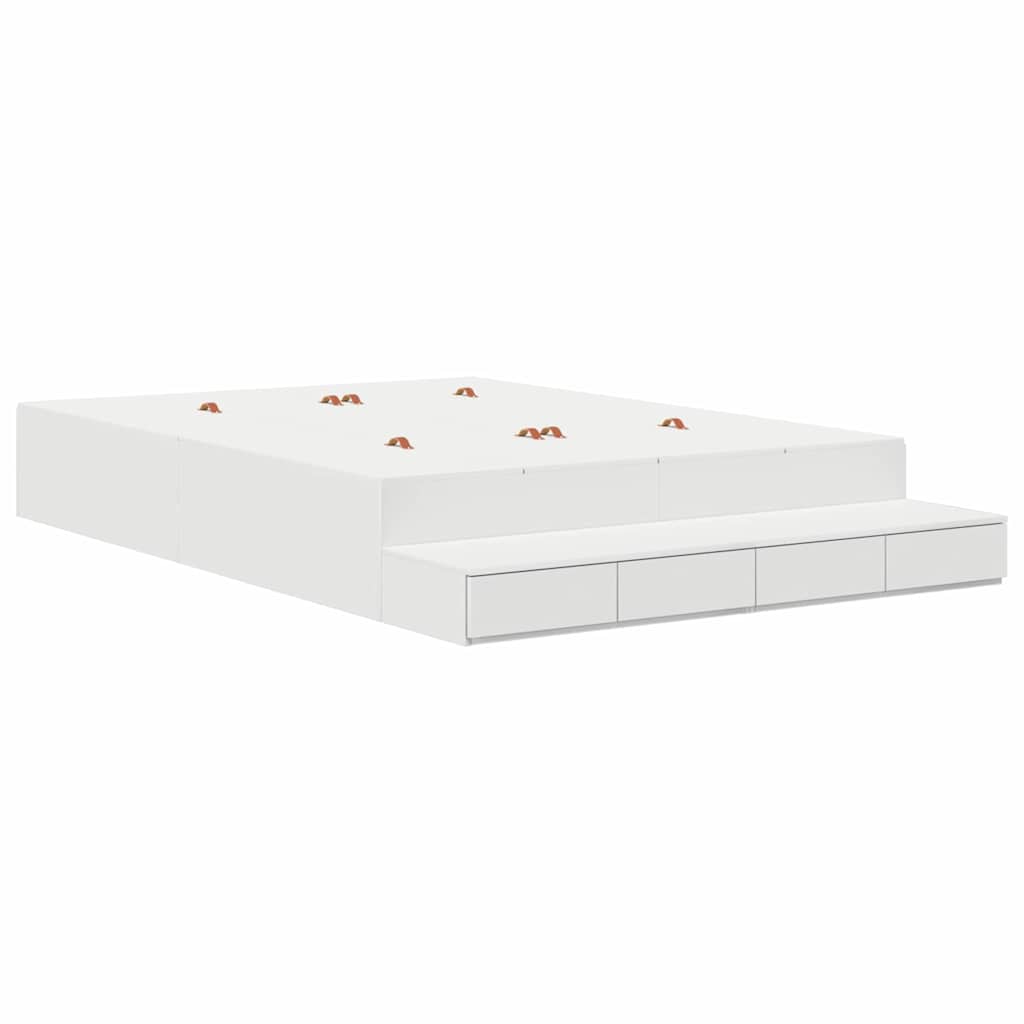 vidaXL Storage Bed Frame with Drawer White 135 cm Engineered Wood