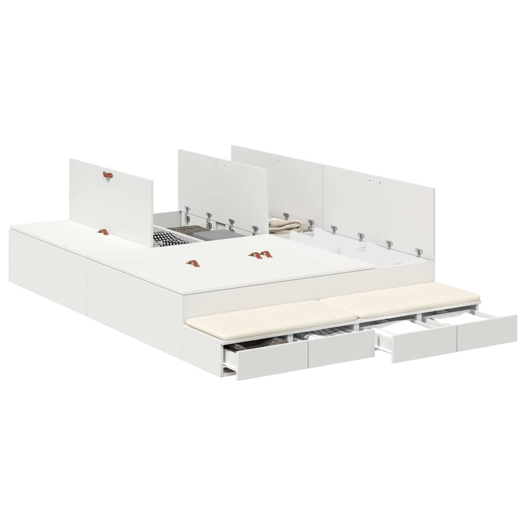 vidaXL Storage Bed Frame with Drawer White 135 cm Engineered Wood
