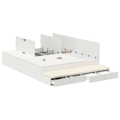 vidaXL Storage Bed Frame with Drawer White 135 cm Engineered Wood