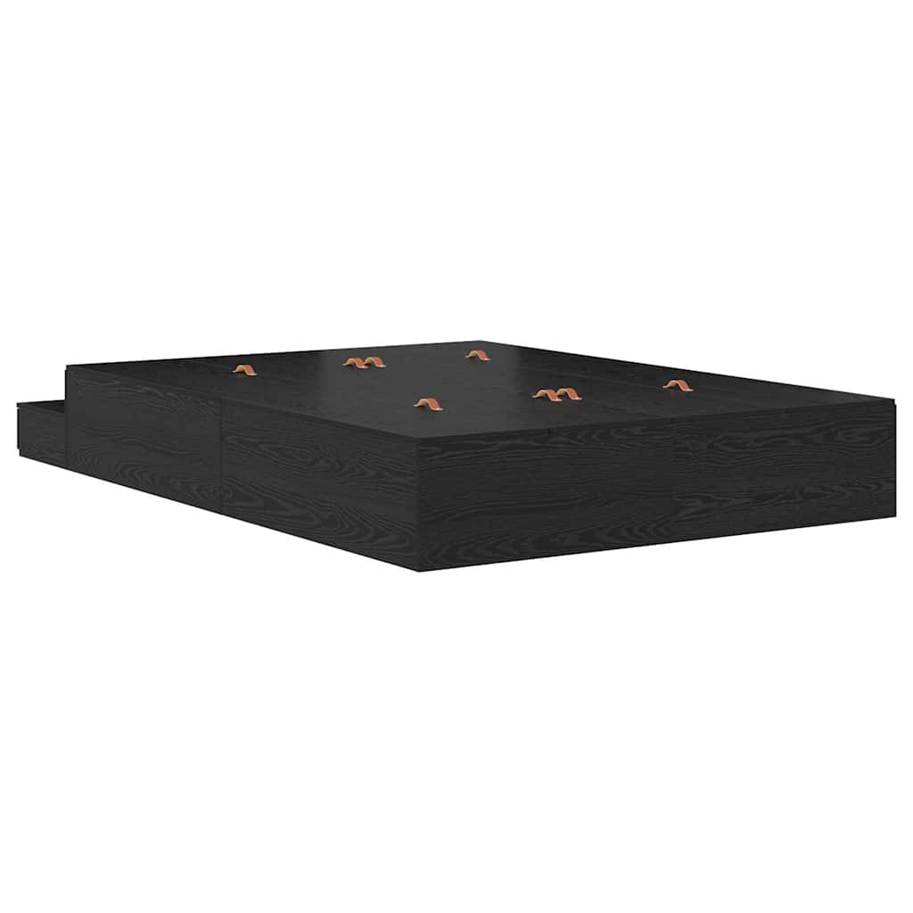 vidaXL Storage Bed Frame with Drawer Black Oak 135 cm Engineered Wood
