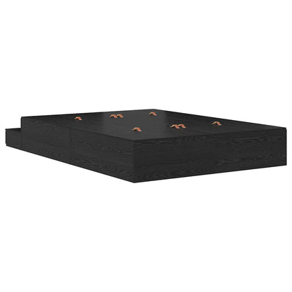 vidaXL Storage Bed Frame with Drawer Black Oak 135 cm Engineered Wood