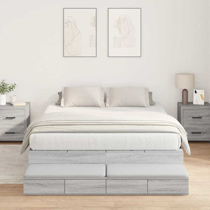 vidaXL Storage Bed Frame Grey Sonoma 135 cm Engineered Wood