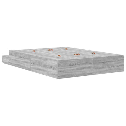 vidaXL Storage Bed Frame Grey Sonoma 135 cm Engineered Wood