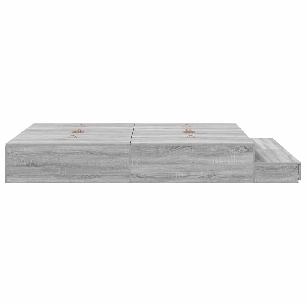 vidaXL Storage Bed Frame Grey Sonoma 135 cm Engineered Wood