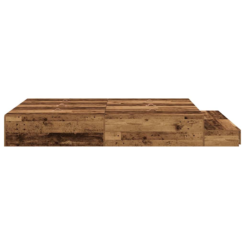 vidaXL Storage Bed Frame with Drawer Old Wood 135 cm Engineered Wood