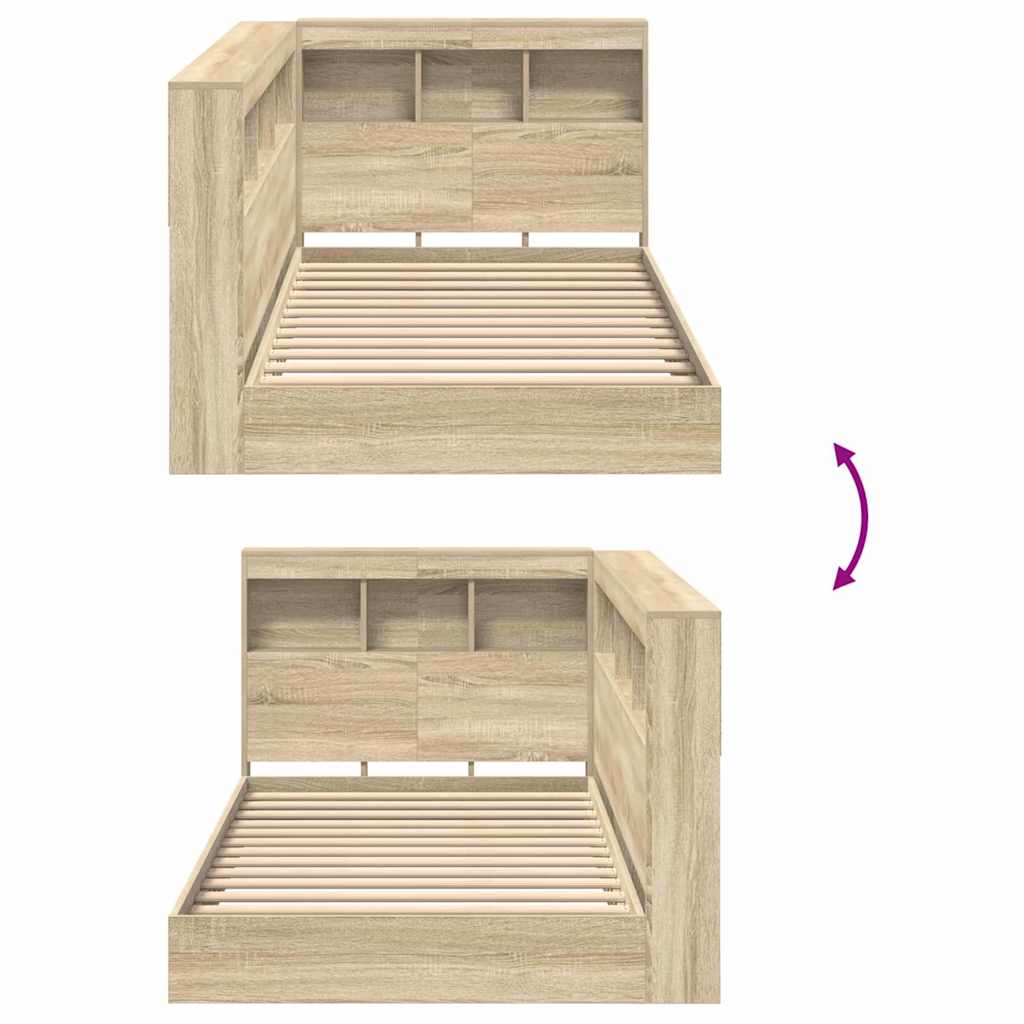 vidaXL Bookcase Bed Sonoma oak 100 x 200 cm Engineered wood