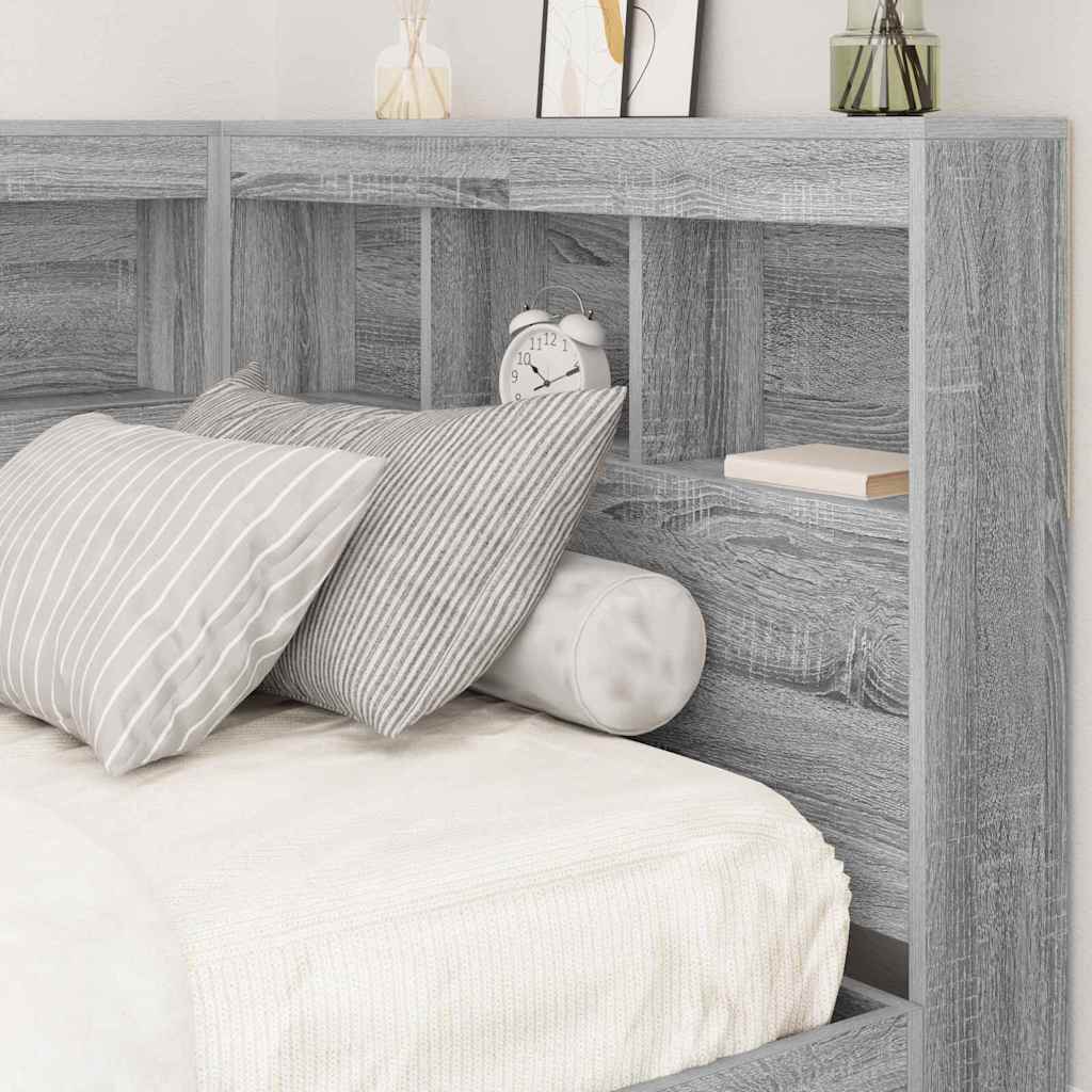 vidaXL Bookcase Bed Grey sonoma 100 x 200 cm Engineered wood