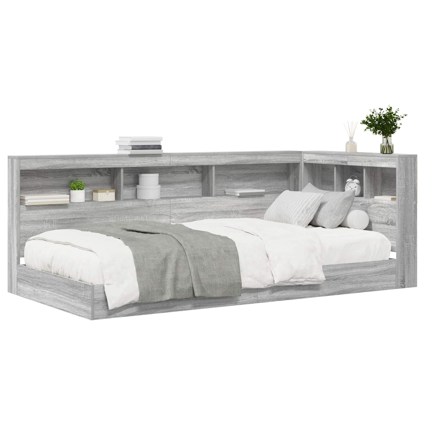 vidaXL Bookcase Bed Grey sonoma 100 x 200 cm Engineered wood
