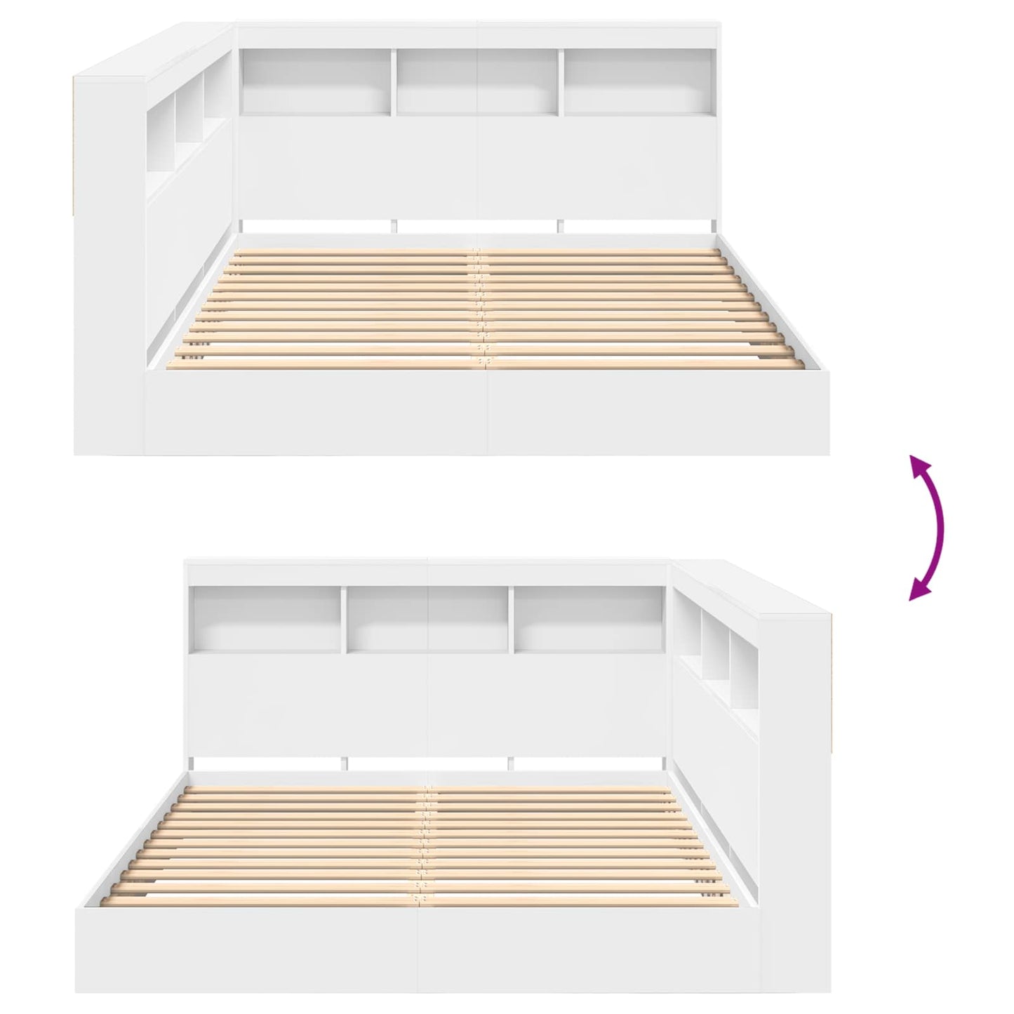 vidaXL Bookcase Bed with Headboard White 140 x 200 cm Engineered wood