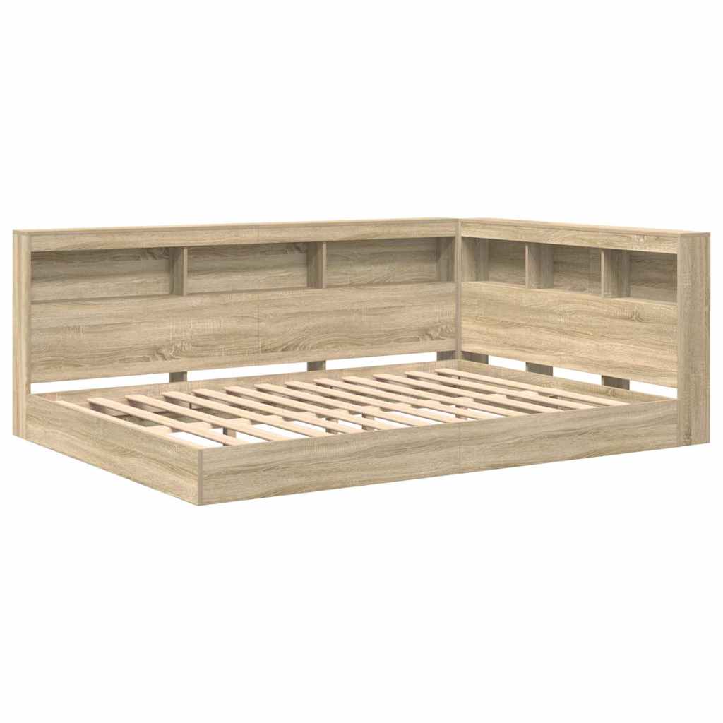 vidaXL Bookcase Bed Sonoma oak 140 x 200 cm Engineered wood