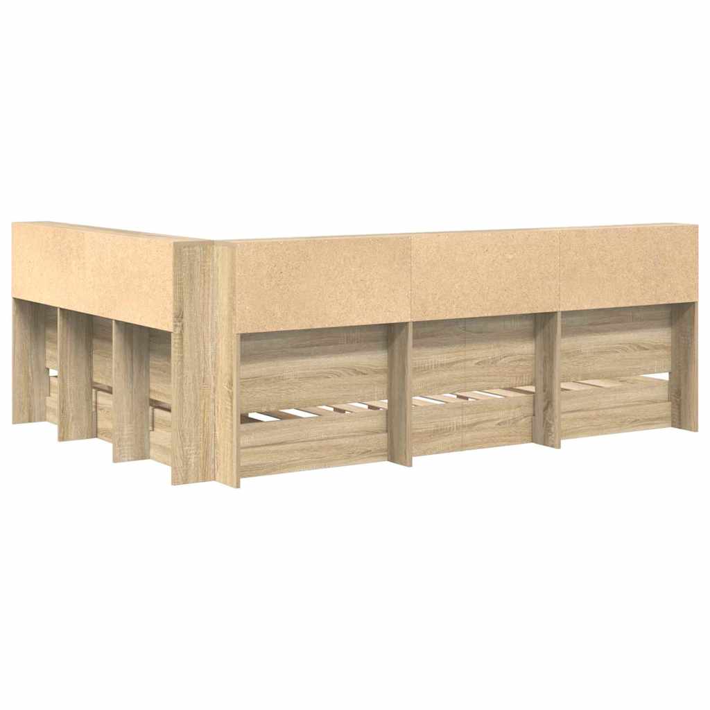 vidaXL Bookcase Bed Sonoma oak 140 x 200 cm Engineered wood