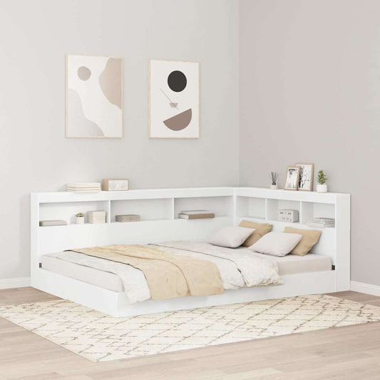 vidaXL Bookcase Bed with Headboard White 150 x 200 cm Engineered wood