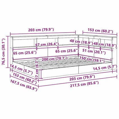 vidaXL Bookcase Bed with Headboard White 150 x 200 cm Engineered wood
