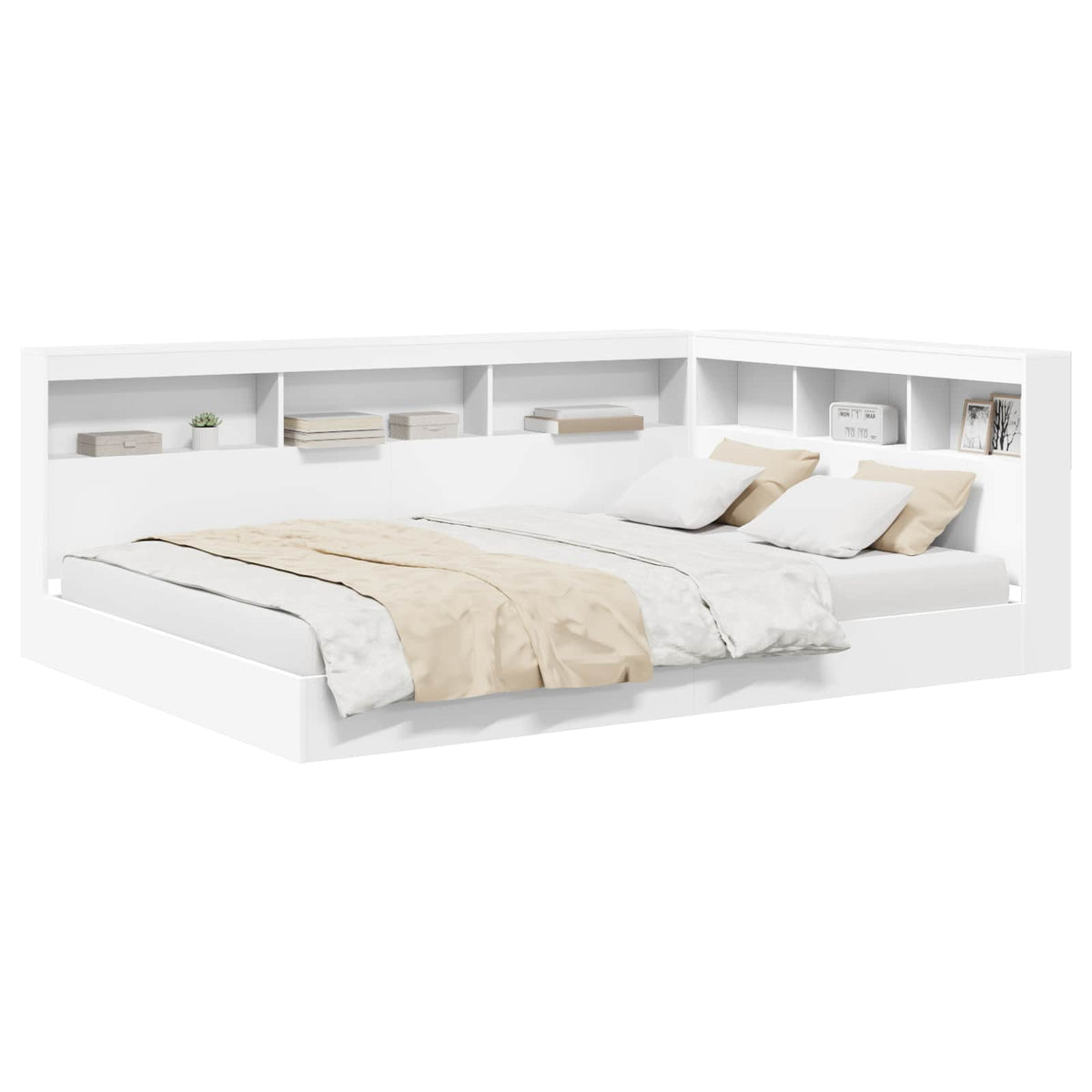 vidaXL Bookcase Bed with Shelf White 160 x 200 cm Engineered Wood