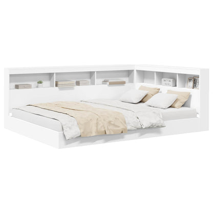 vidaXL Bookcase Bed with Shelf White 160 x 200 cm Engineered Wood