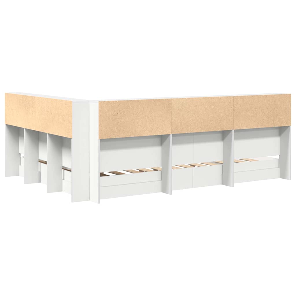 vidaXL Bookcase Bed with Shelf White 160 x 200 cm Engineered Wood