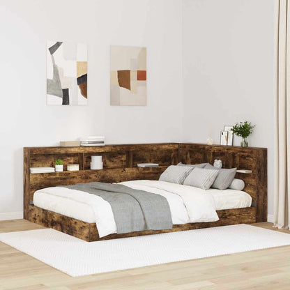 vidaXL Bookcase Bed Smoked oak 160 x 200 cm Engineered wood