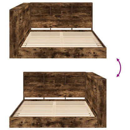 vidaXL Bookcase Bed Smoked oak 160 x 200 cm Engineered wood