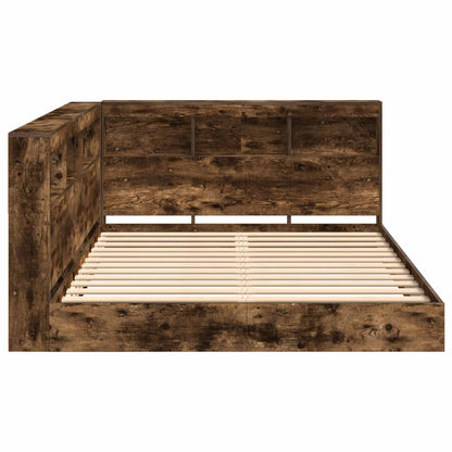 vidaXL Bookcase Bed Smoked oak 160 x 200 cm Engineered wood