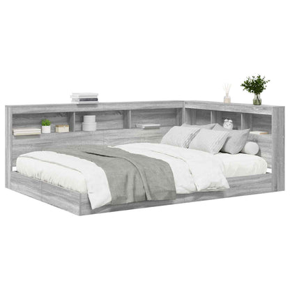 vidaXL Bookcase Bed Grey sonoma 160 x 200 cm Engineered wood