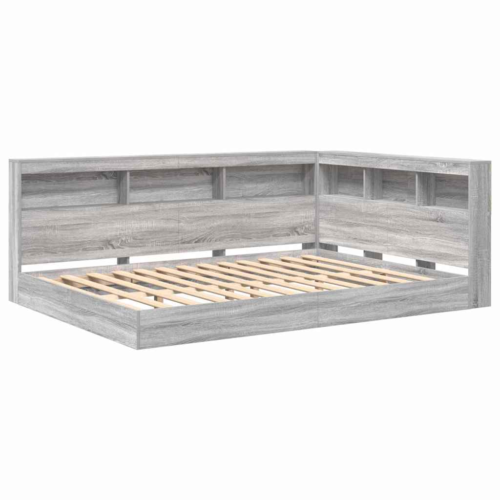 vidaXL Bookcase Bed Grey sonoma 160 x 200 cm Engineered wood