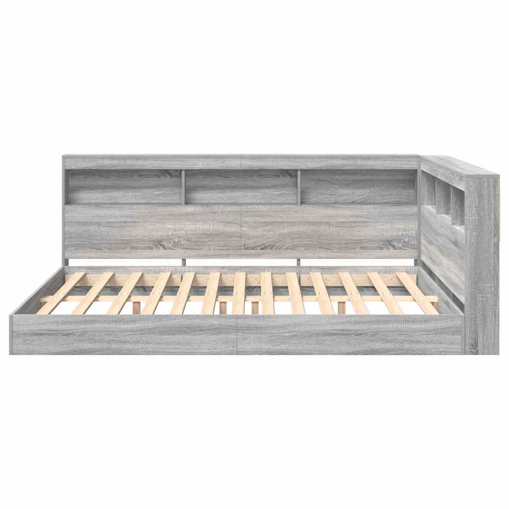 vidaXL Bookcase Bed Grey sonoma 160 x 200 cm Engineered wood