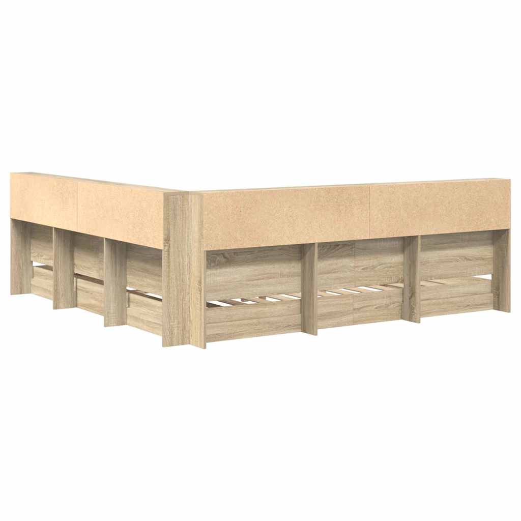 vidaXL Bookcase Bed with Shelf Sonoma oak 180 x 200 cm Engineered wood