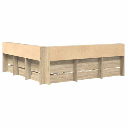 vidaXL Bookcase Bed with Shelf Sonoma oak 180 x 200 cm Engineered wood